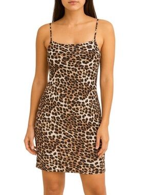 Vero Moda Leopard Slip Mini Dress in Brown and Black